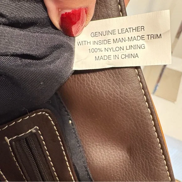 NWOT Tiganello Genuine Leather Med Brown/Dark Brown with Silver Shoulder Bag. - Picture 9 of 12